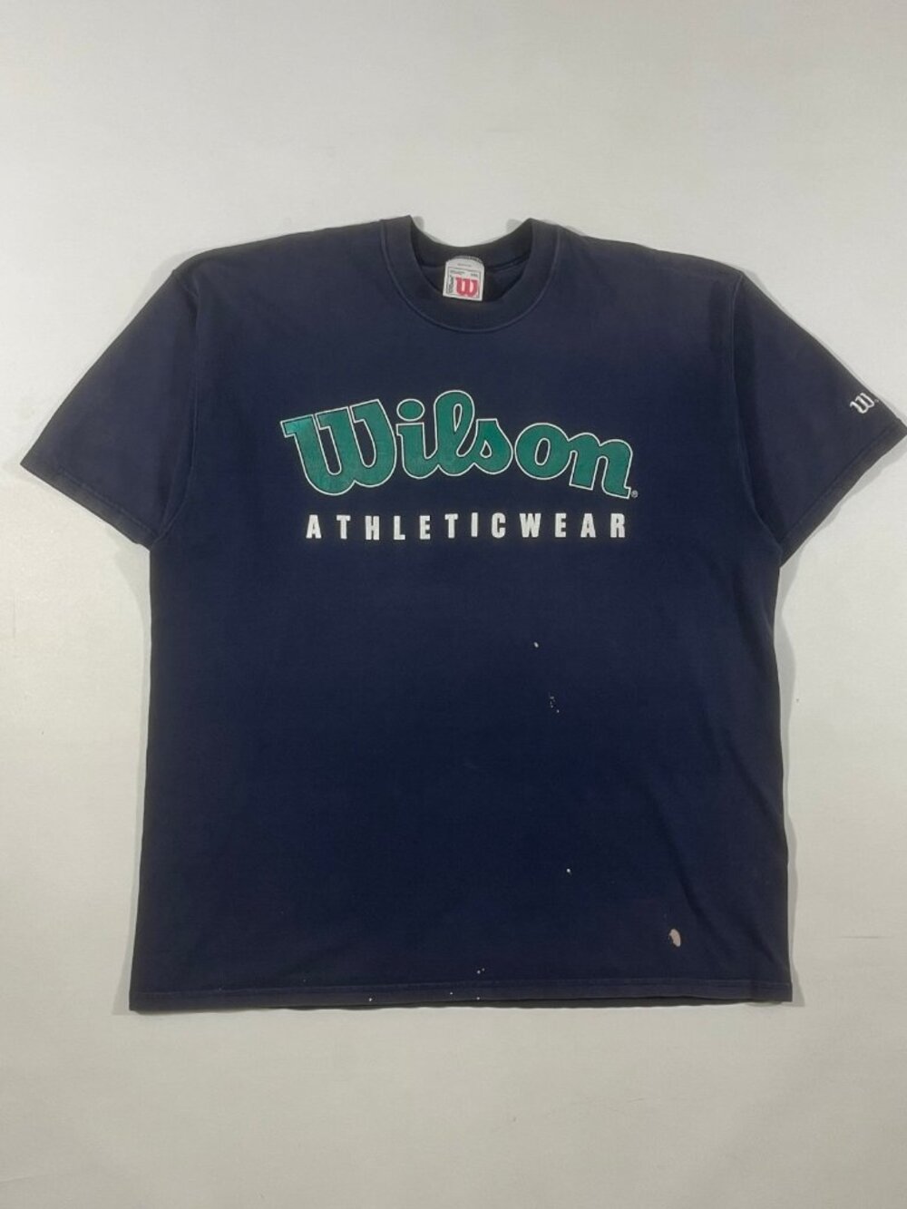 Vintage 90s Wilson Athleticwear Spellout Navy Tee XXL Made in USA